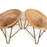 Set of 2 wicker pod chairs from the 60s