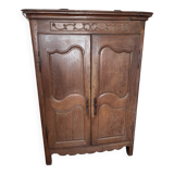 Antique carved wooden wardrobe – 2 doors – Molded cornice