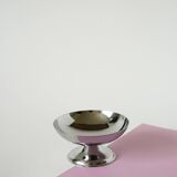 Set of 6 vintage stainless steel ice cream cups, triangular feet, Design, 1970, 9 x 4.5 cm