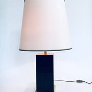 Hollywood Regency Style Black & Gold Square Table Lamp, 1970s