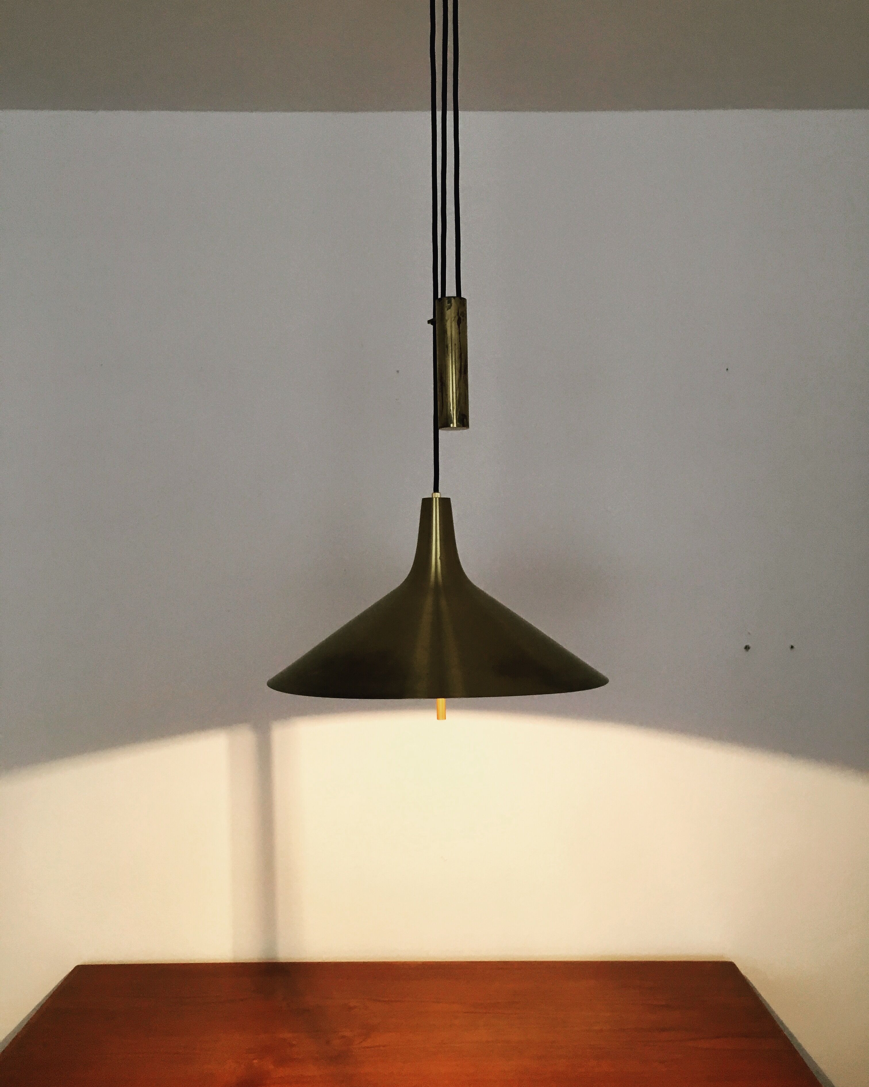 Mid Century Modern Fusijama brass pendant lamp by Th. Valentier