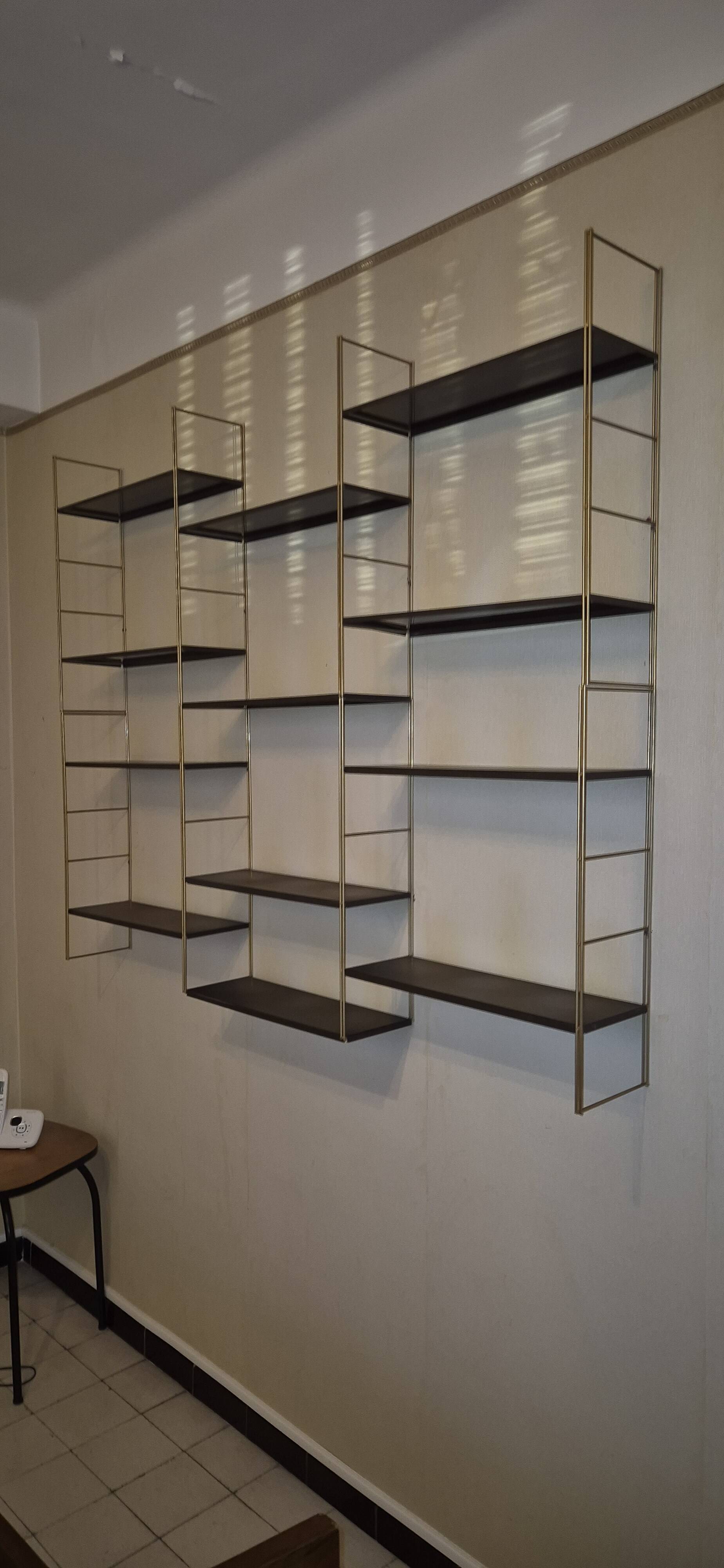 1960s IRON AND SHEET METAL WALL SHELVES