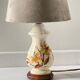 Lamp with vintage ceramic and velvet magnolias