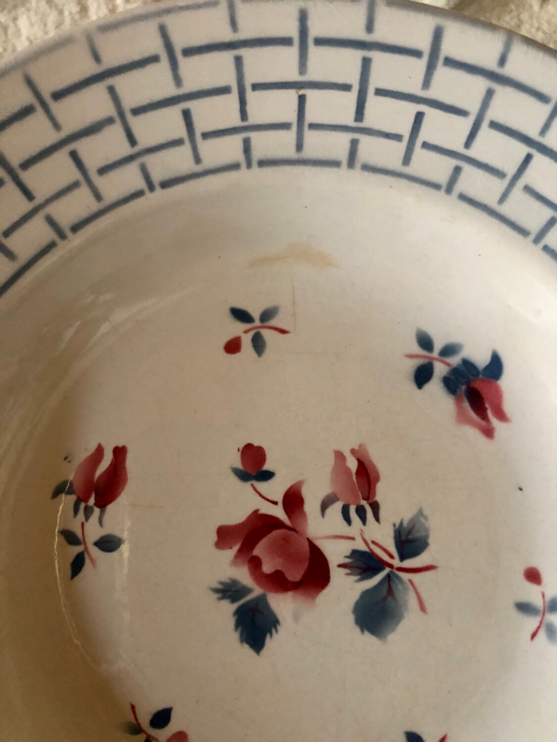 "Roseraie" soup plates from Digoin and Sarreguemines