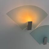 Pair of vintage sandblasted glass wall lights, Italy 1980s