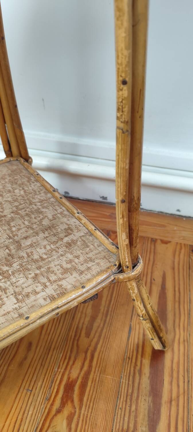 Rattan and cork side table