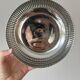 Silver stainless steel pedestal bowl
