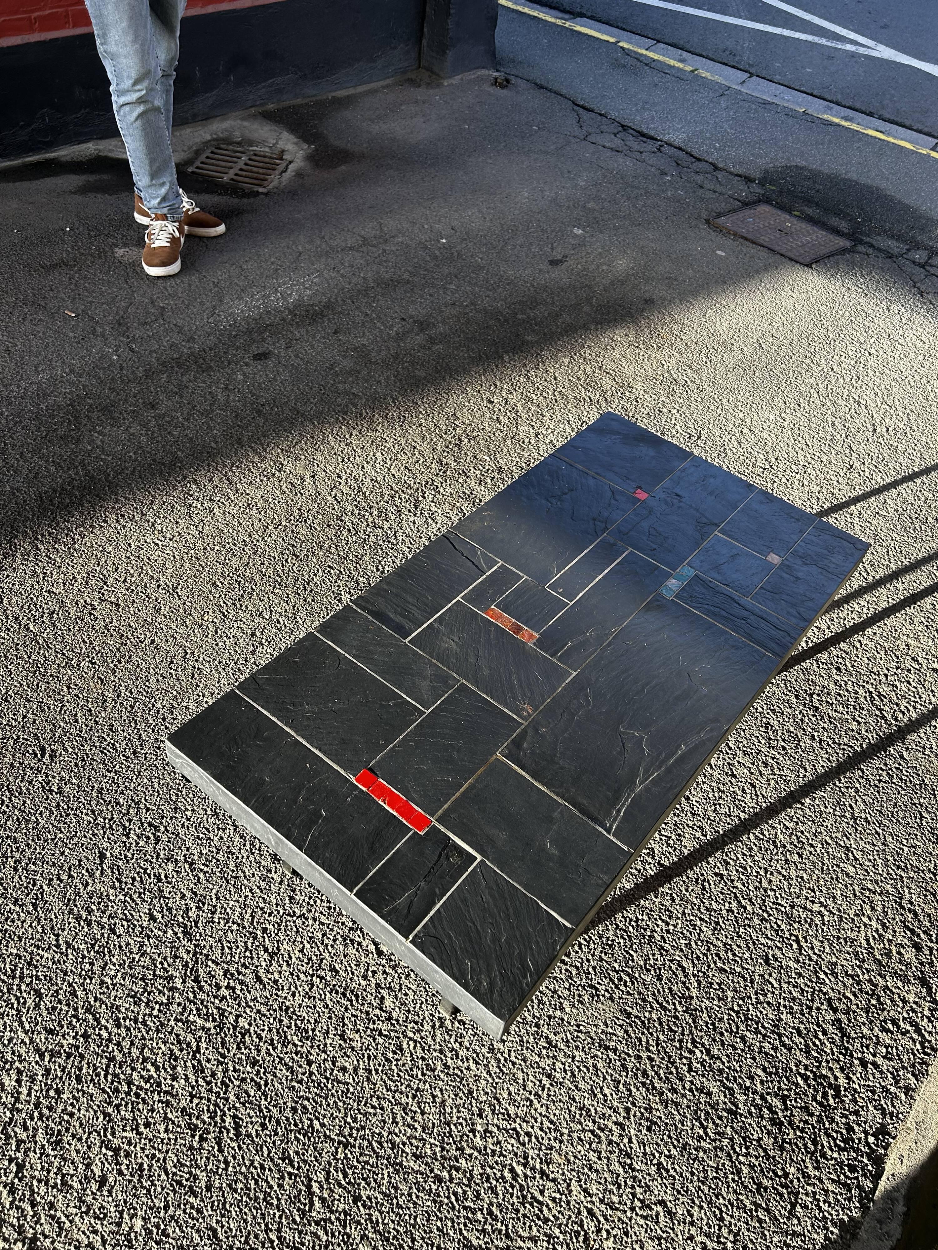 Vintage slate coffee table by Pierre Lèbe, 1960