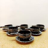 Six vintage Sars Poteries coffee cups, 1960