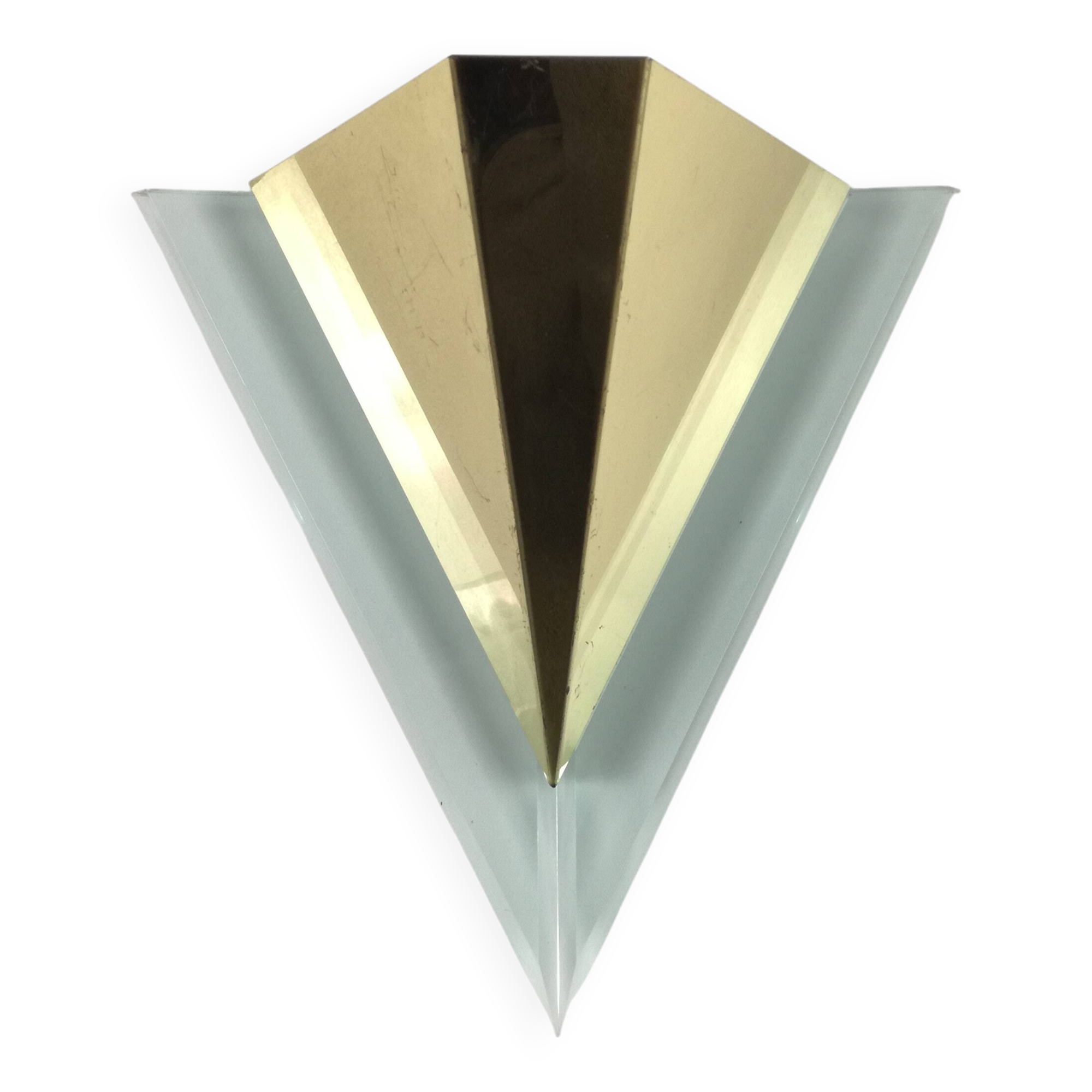 Post modern triangular brass wall light, 1990