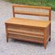 Vintage chest bench from the 50s in oak and rattan