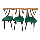 Lot of 3 bistro chairs model 740V maison Baumann vintage 1960