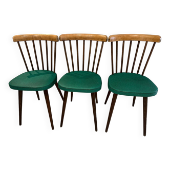 Lot of 3 bistro chairs model 740V maison Baumann vintage 1960