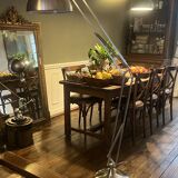 Industrial floor lamp in brushed steel