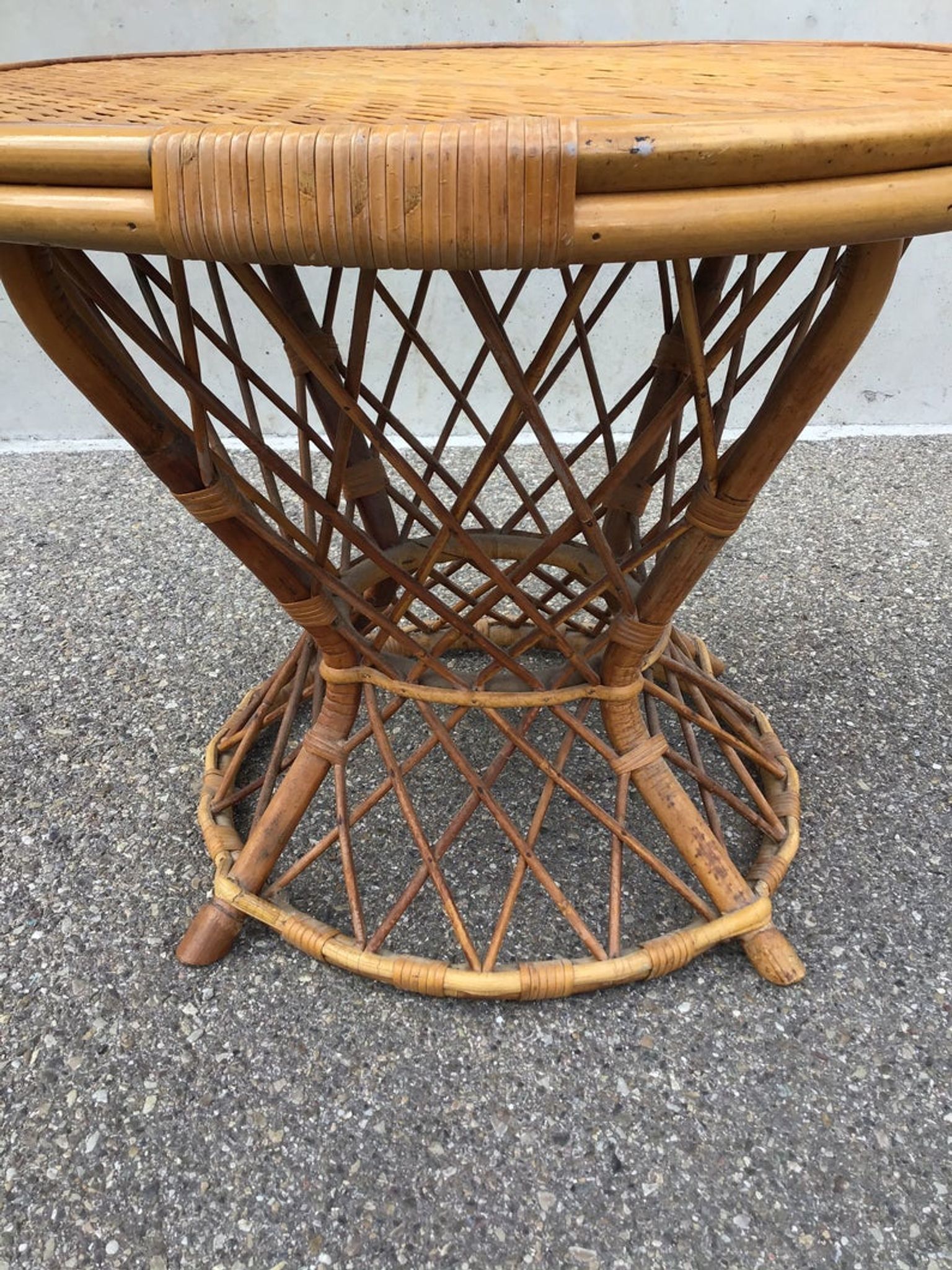 Mid-century vintage coffee table in rattan and bamboo 50/60s
