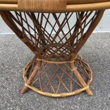 Mid-century vintage coffee table in rattan and bamboo 50/60s