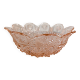 Pressed glass pink coupe with geometric decoration – mid 20th century