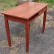 Teak veneer desk, curved feet