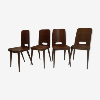 Suite of 4 chairs by Bistrot Baumann year 1950