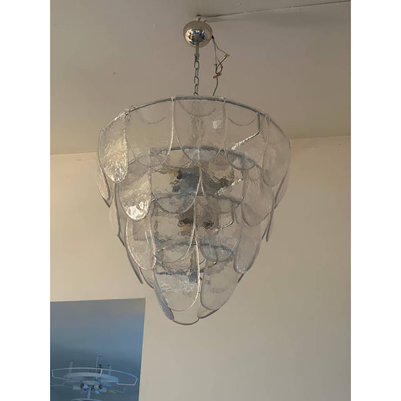 Contemporary Modern Clear "Petals"  Glass Chandelier