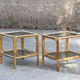 Pair of bamboo and smoked glass vintage bedside tables