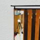 Vintage wall coat rack with storage bench from the 1970s.
