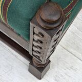 1950s, Danish 2-seater sofa, green furniture wool, oak wood.