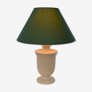 Ceramic table lamp, vintage, green lampshade