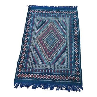 Handmade blue margoum carpet in natural wool
