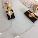 Pair of brass sconces and tulip glass 60