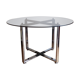 Table ronde en chrome et en verre fumé des années 1970