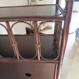 Support buffet bibus woven rattan 2 doors in caning - vintage 60s/70s