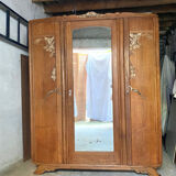 Armoire bois vintage art déco miroir
