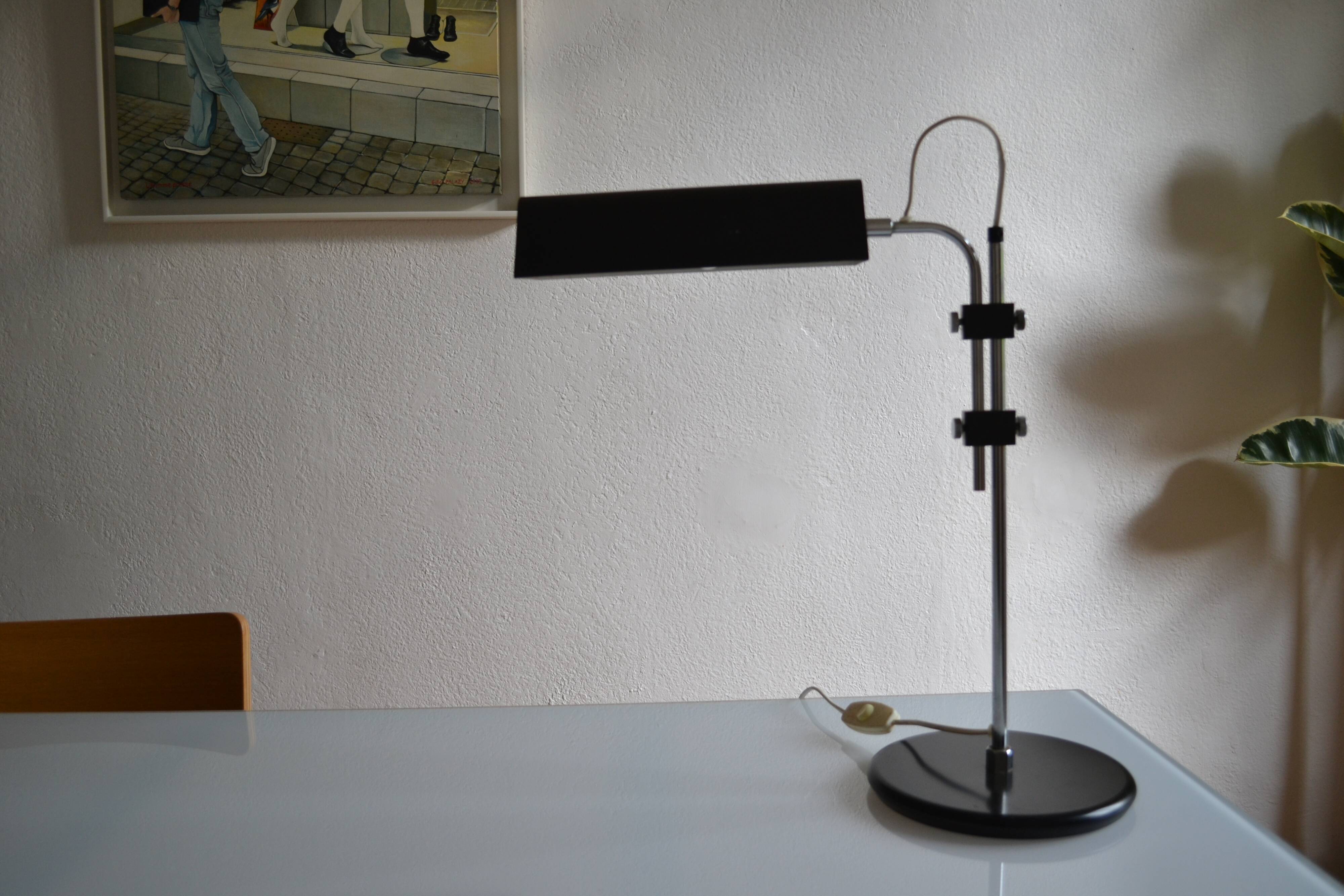 Vintage black modernist table lamp 50 1950 Bauhaus