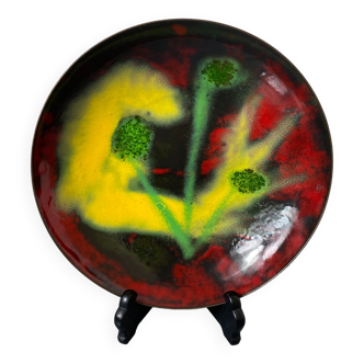 Old enamelled copper dish