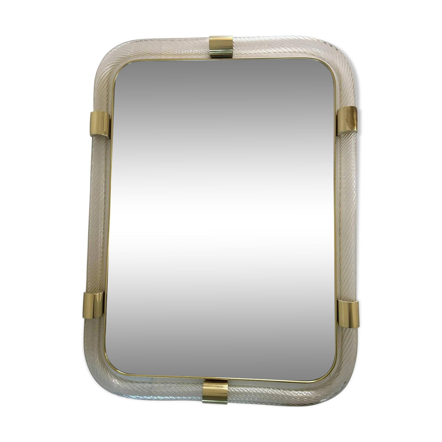 Scenographic Italian “Torciglione-Torchon” Murano Glass Wall Mirror