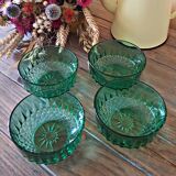 4 ramequins en verre ciselé vert Arcoroc