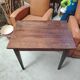 Small patinated solid wood side table with tapered legs - 1900