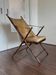 Chaise pliante de campagne vintage en simili-bambou et cuir par Maison Jansen, années 1950