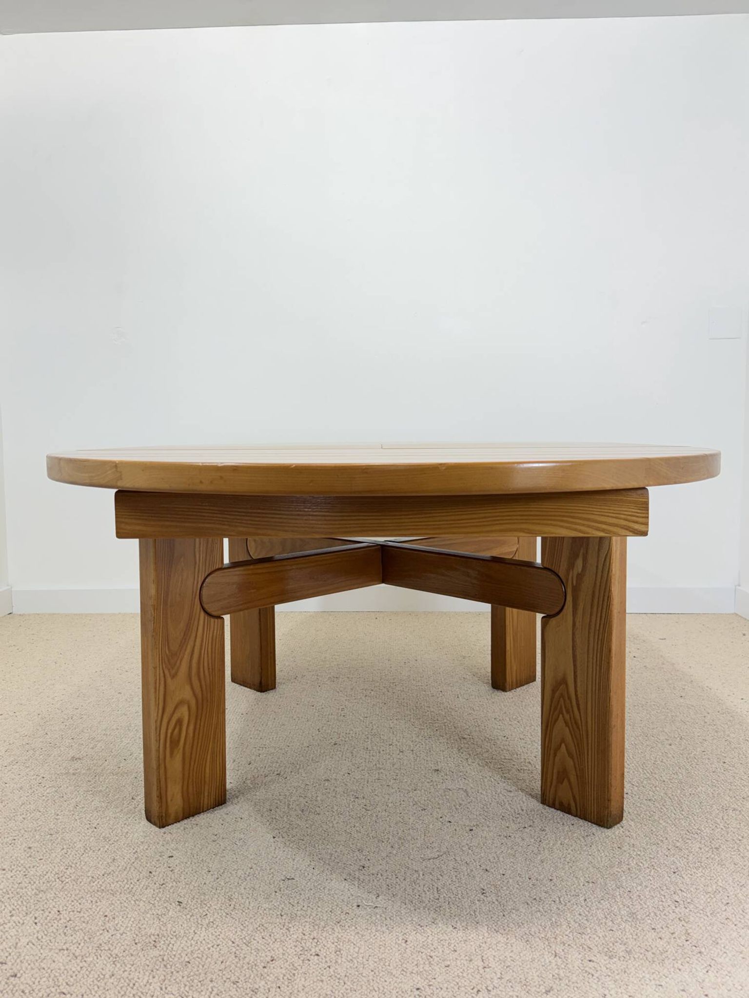 Vintage extendable round table in the spirit of Atelier Chauvin S.A. – 1970s