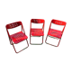 3 vintage vintage folding red metal chairs fine 70s