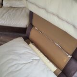 Modular sofa in leather and suede