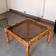 Vintage coffee table, rattan, bamboo and glass in the style of Vivai del Sud.