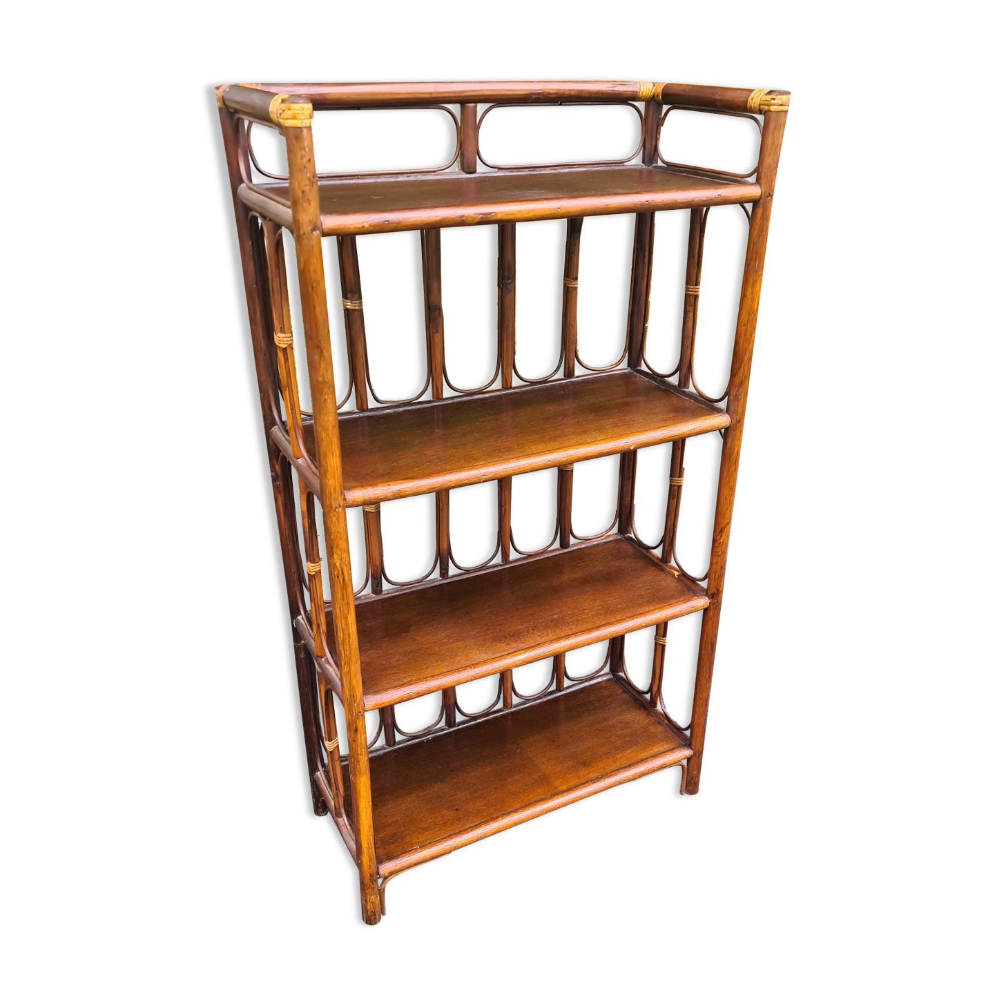 Vintage bamboo rattan shelf