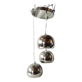 Space Age waterfall pendant light with 3 globes in chrome metal