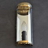 vintage mirror wall lamp, domed glass and golden brass