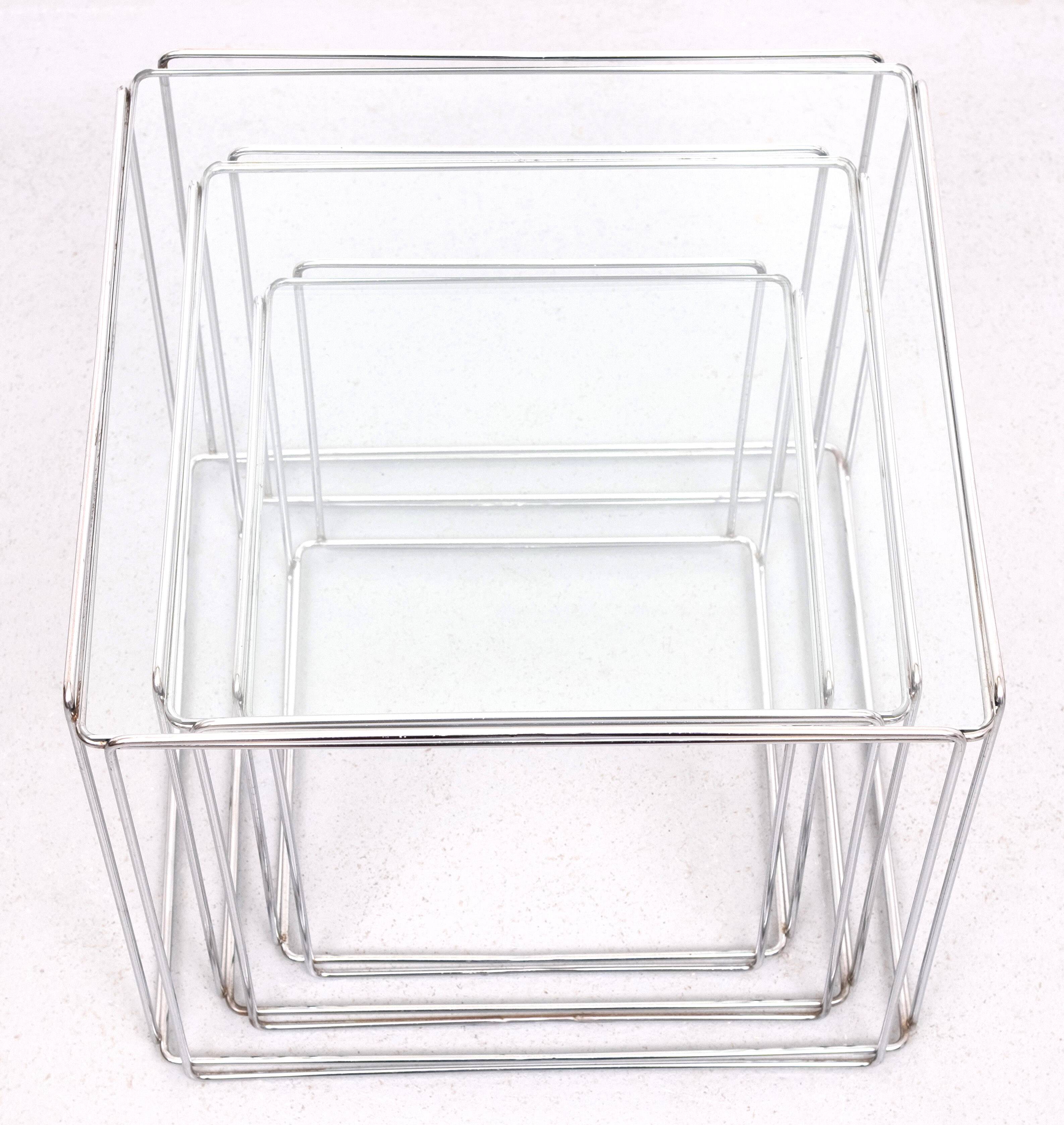 Isocèle Chrome Nesting Tables Max Sauze, 1970s France