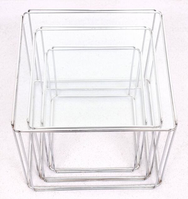 Tables gigognes Isocèle Chrome Max Sauze, 1970 France