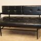 Vintage "Daybed" sofa bench in metal and imitation leather, 1950
