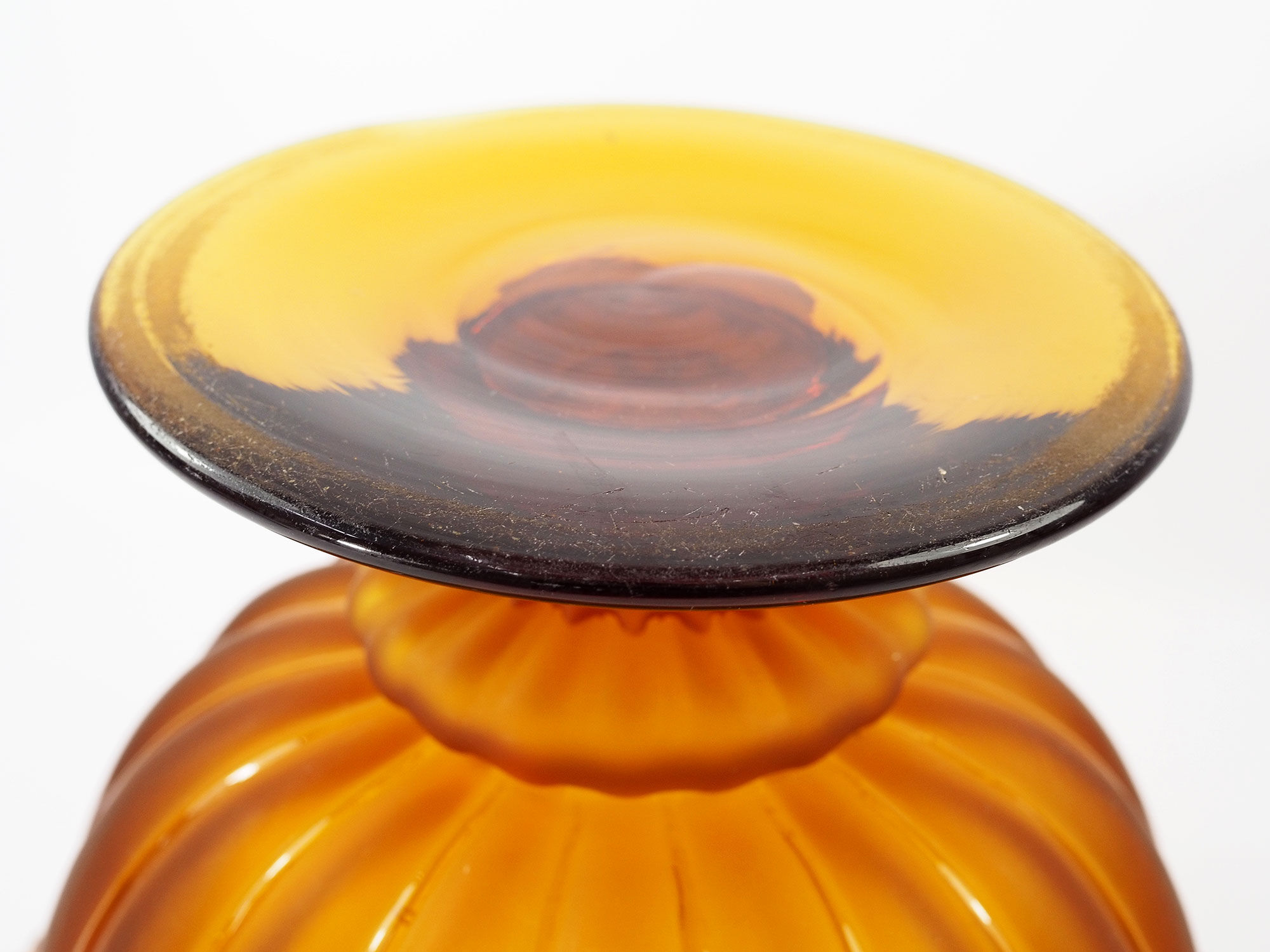 Art Deco Amber Glass Centerpiece Bowl-Circa 1930s